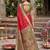 red pochampalli silk blend saree 