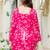 Womens pink self design cotton fabric kurtis 3/4 sleeves square neck