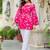 Womens pink self design cotton fabric kurtis 3/4 sleeves square neck