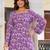 Womens purple self design cotton fabric kurtis 3/4 sleeves square neck