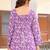 Womens purple self design cotton fabric kurtis 3/4 sleeves square neck