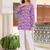 Womens purple self design cotton fabric kurtis 3/4 sleeves square neck