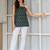 Womens teal self design cotton fabric kurtis sleeveless square neck