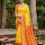 yellow pochampalli silk blend saree 