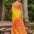 yellow pochampalli silk blend saree 