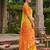 yellow pochampalli silk blend saree 