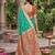 green pochampalli silk blend saree 
