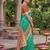 green pochampalli silk blend saree 