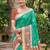 green pochampalli silk blend saree 