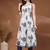 Womens white self design cotton fabric kurta set sleeveless round neck