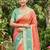 orange pochampalli silk blend saree 