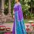 violet pochampalli silk blend saree 