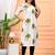 Womens green self design cotton fabric kurtis 3/4 sleeves v-neck