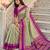 beige & rani pink soft silk blend saree