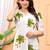 Womens green self design cotton fabric kurtis 3/4 sleeves v-neck