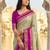 beige & rani pink soft silk blend saree
