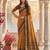 mustard & dark brown soft silk blend saree for women