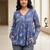 Womens blue self design cotton fabric kurtis 3/4 sleeves v-neck