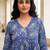 Womens blue self design cotton fabric kurtis 3/4 sleeves v-neck