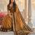 mustard & dark brown soft silk blend saree for women