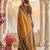 mustard & dark brown soft silk blend saree for women