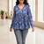 Womens blue self design cotton fabric kurtis 3/4 sleeves v-neck