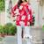 Womens red self design cotton fabric kurtis 3/4 sleeves square neck