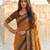 mustard & dark brown soft silk blend saree for women