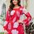 Womens red self design cotton fabric kurtis 3/4 sleeves square neck