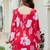 Womens red self design cotton fabric kurtis 3/4 sleeves square neck