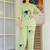 Womens green self design cotton fabric kurtis 3/4 sleeves mandarin collar