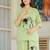 Womens green self design cotton fabric kurtis 3/4 sleeves mandarin collar