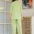 Womens green self design cotton fabric kurtis 3/4 sleeves mandarin collar