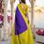 purple & lime green soft silk blend saree for women