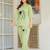 Womens green self design cotton fabric kurtis 3/4 sleeves mandarin collar