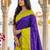 purple & lime green soft silk blend saree for women