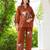 Womens rush self design cotton fabric kurtis 3/4 sleeves mandarin collar