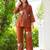 Womens rush self design cotton fabric kurtis 3/4 sleeves mandarin collar