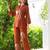 Womens rush self design cotton fabric kurtis 3/4 sleeves mandarin collar