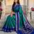teal & navy blue soft silk blend saree for women
