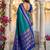 teal & navy blue soft silk blend saree for women
