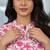 Womens pink self design cotton fabric kurtis 3/4 sleeves mandarin collar