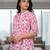 Womens pink self design cotton fabric kurtis 3/4 sleeves mandarin collar