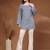 Womens navy blue self design cotton fabric kurtis 3/4 sleeves square neck
