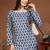 Womens navy blue self design cotton fabric kurtis 3/4 sleeves square neck