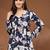 Womens navy blue self design cotton fabric kurtis 3/4 sleeves v-neck