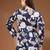 Womens navy blue self design cotton fabric kurtis 3/4 sleeves v-neck