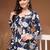Womens navy blue self design cotton fabric kurtis 3/4 sleeves v-neck