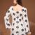 Womens white self design cotton fabric kurtis 3/4 sleeves square neck