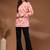 Womens orange self design cotton fabric kurtis 3/4 sleeves v-neck